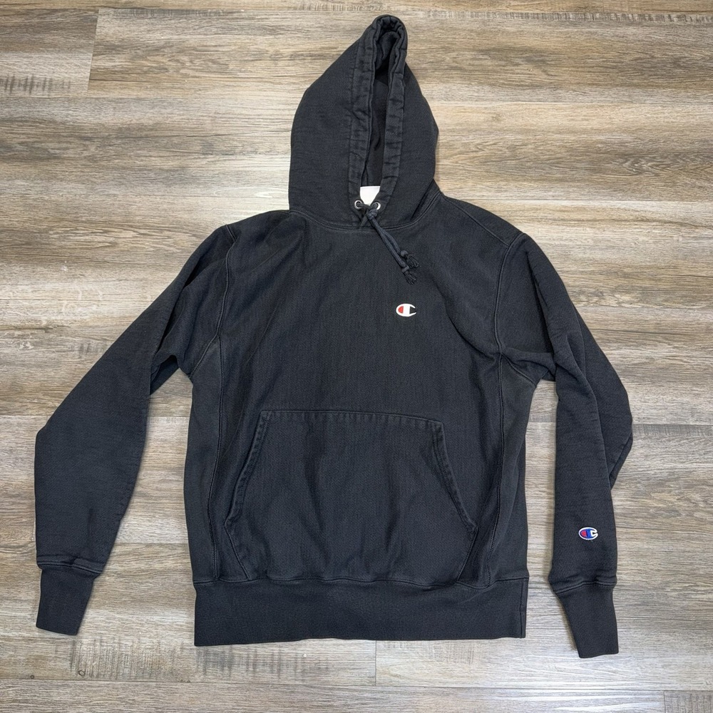 OG Champion Reverse Weave Pullover Hoodie Mens Medium Black Iconic "C" Logo